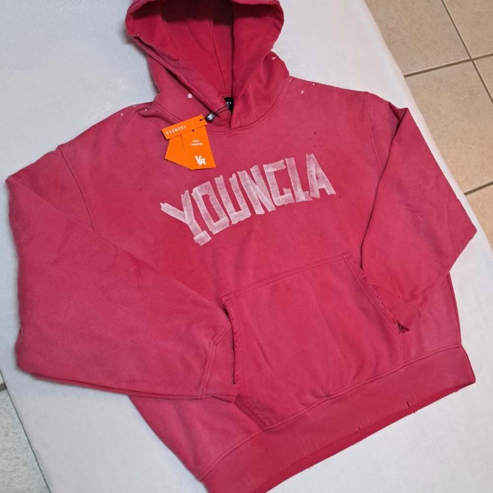 YoungLA Pink Vintage Wash Hoodie - Men's size XL - Picture 4 of 12